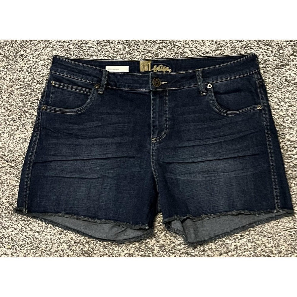 KUT From The Kloth Shorts Womens 14 Blue Gerri Fray Denim Cutoff Stretch Raw Hem
